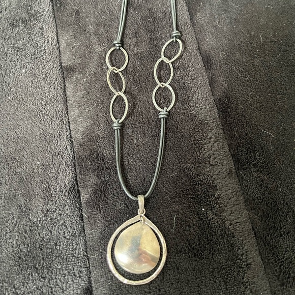 Retired ~ Sterling Silver Pendant & Black Leather Necklace - Picture 2 of 5